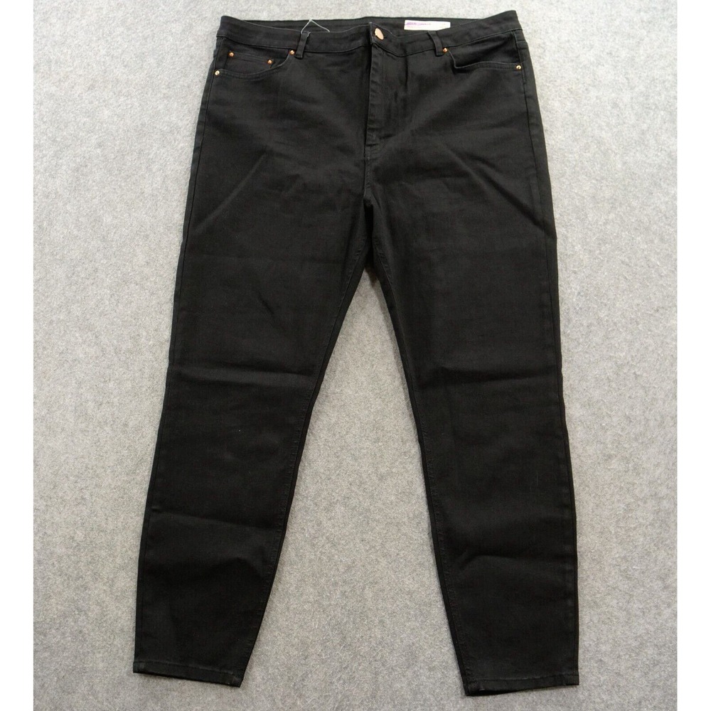 Asos Jeans Womens 18 Black Denim Curve High Waist Skinny Zip Fly Stretch New
